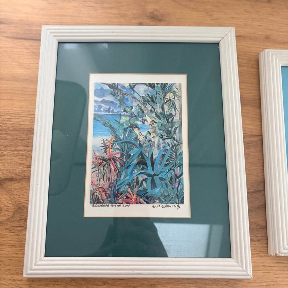 Eileen Seitz Tropical Art Print Framed Matted Seagrape to the Sun 1990's